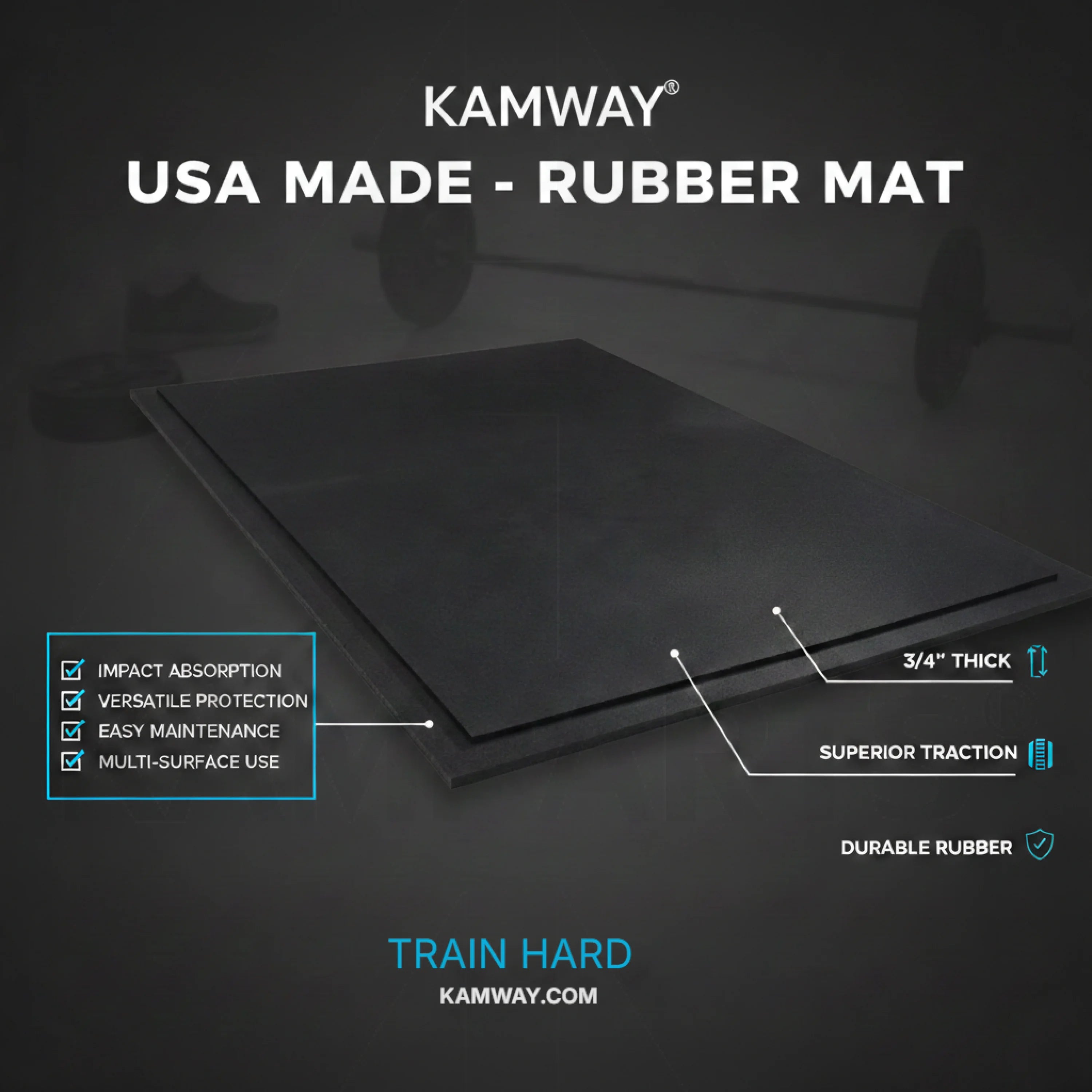 USA Made - Rubber Mat - 4' x 6' x 3/4”