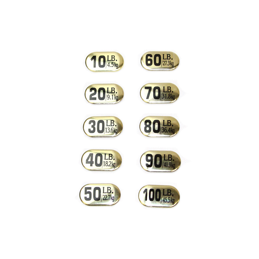 Gold Padded Aluminum Stickers - 5 thru 100.  Kamparts, Inc. - Equipment,  Parts & Components