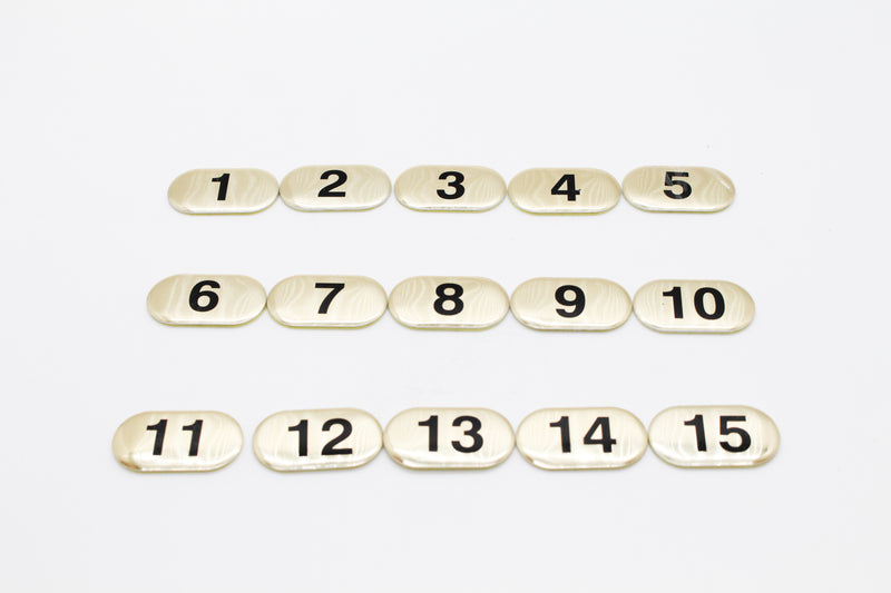 Gold  Padded Number Sticker - 1 thru 15. 1 increments. Set