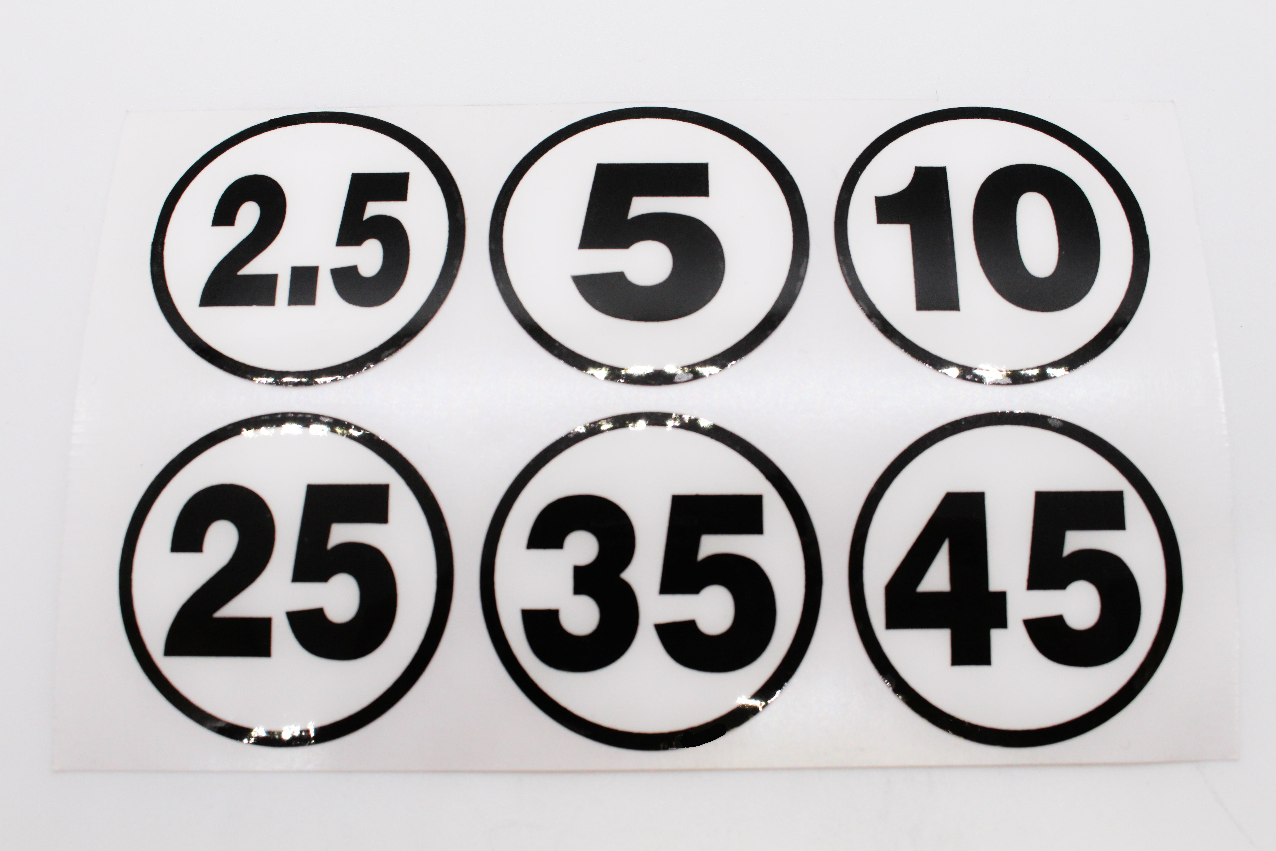 Weight Stack & Dumbbell Number Sticker Set - 10 - 210 Lbs