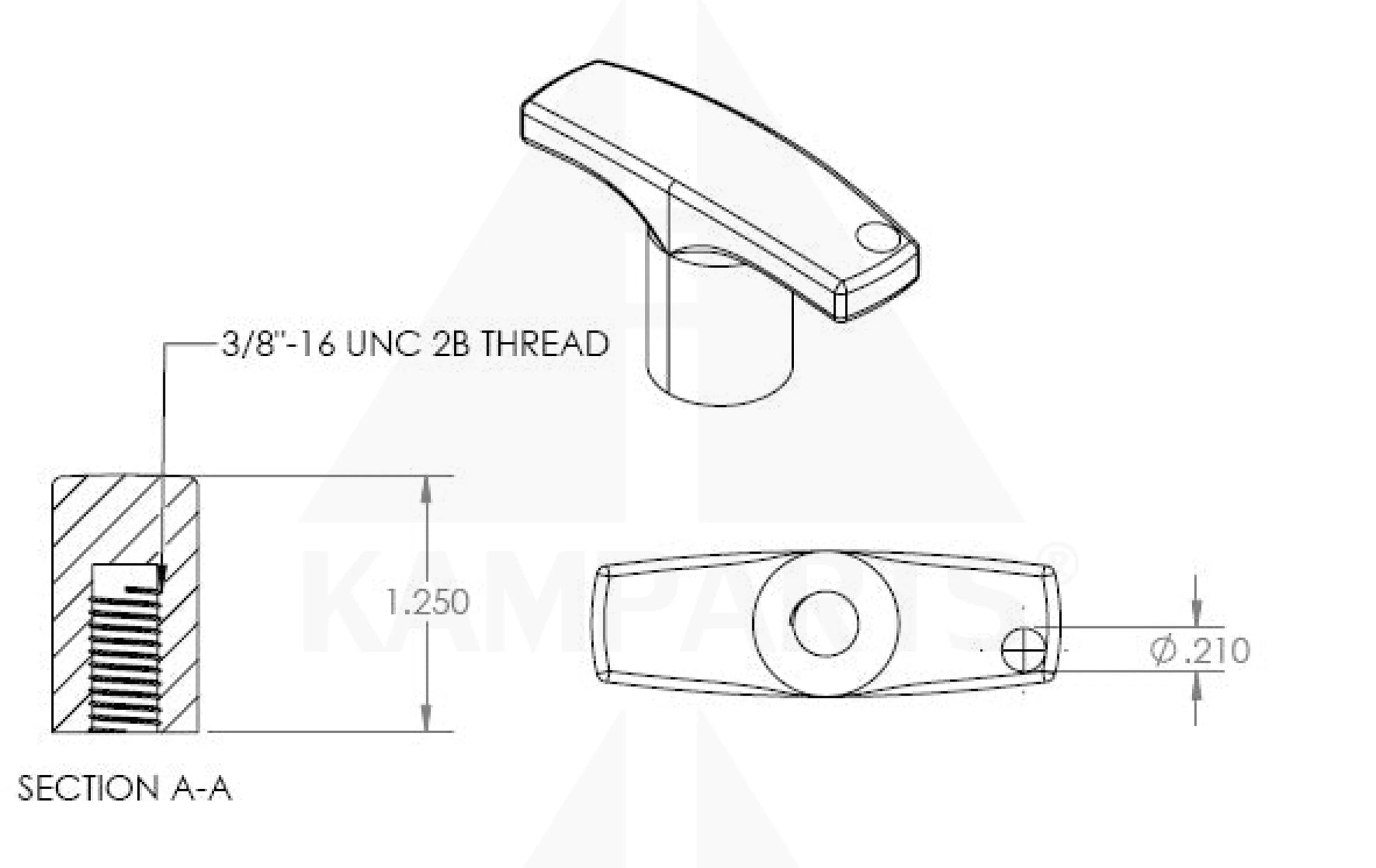 Aluminum T-Knob - 3/8” Thread Parts & Components