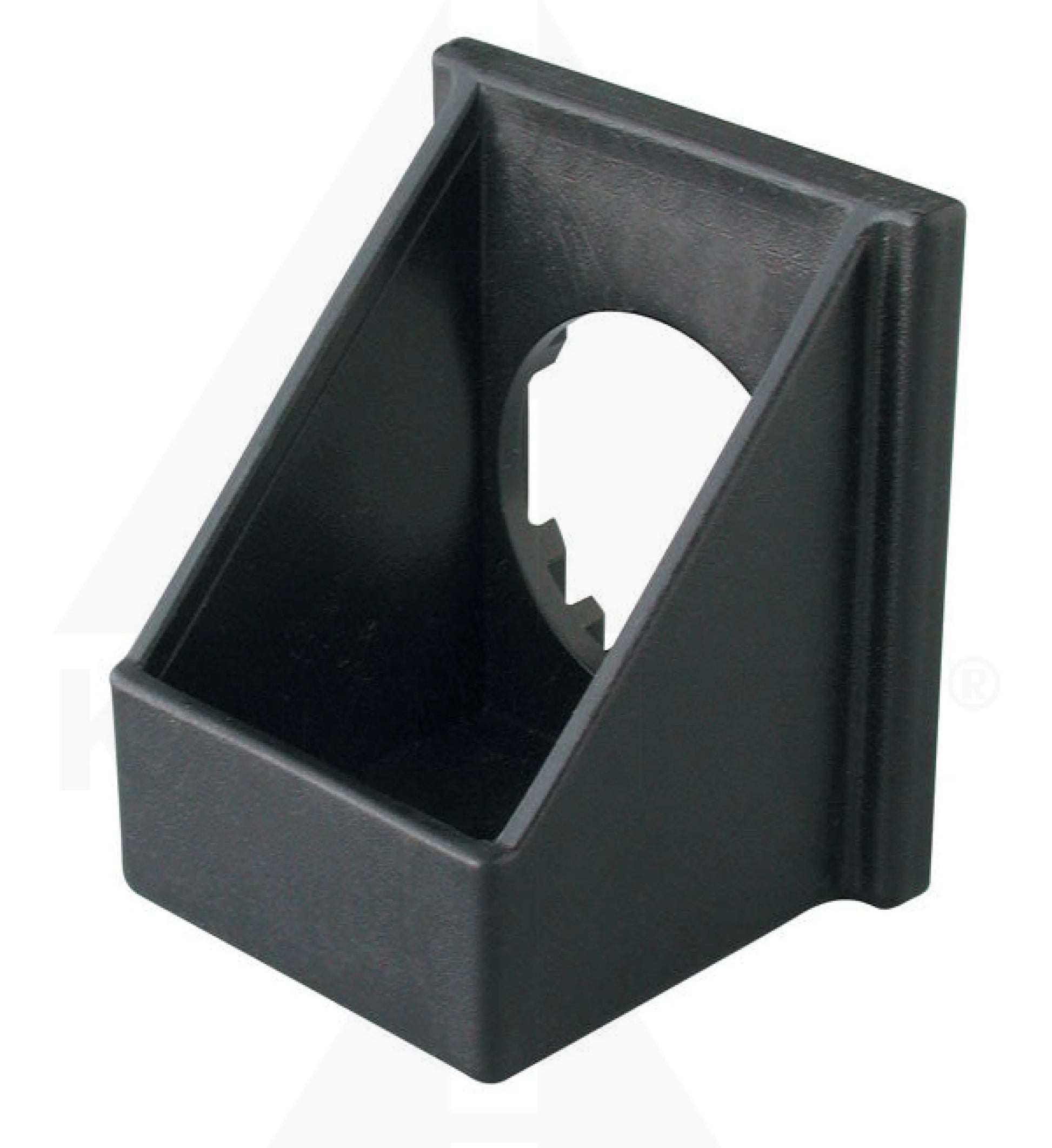 Angled Plastic End Cap with 1” Hole - 2” x 2” Parts & Components