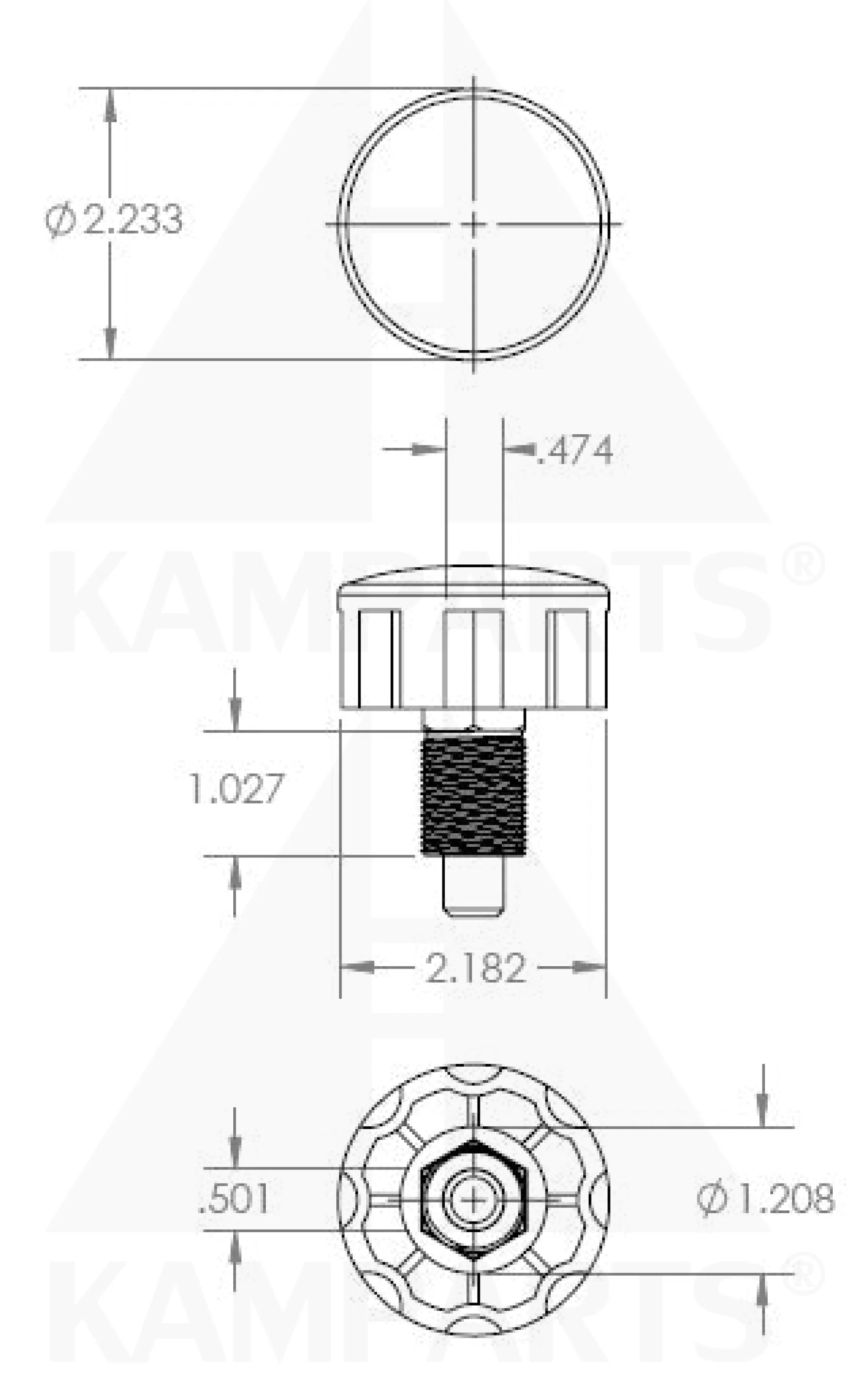 Black Big Knob - 1/2” Pin Parts & Components