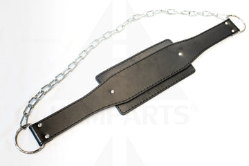 Black Leather Padded Dip Belt with Heavy Duty Chain & Hook *NEW STYLE* Gym Accessories