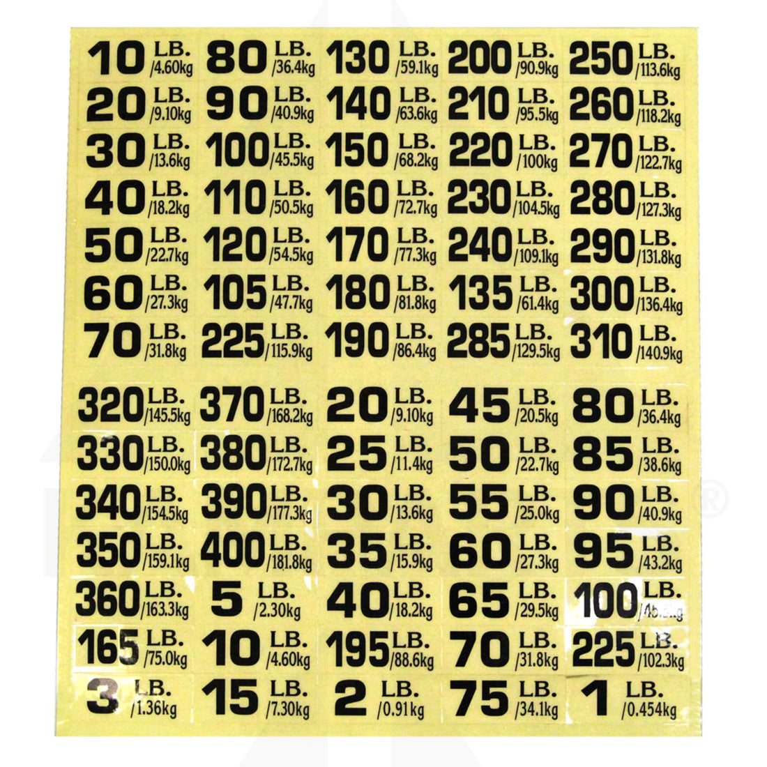 Black Number Sticker. Clear Back Ground. LB/Kg Parts & Components
