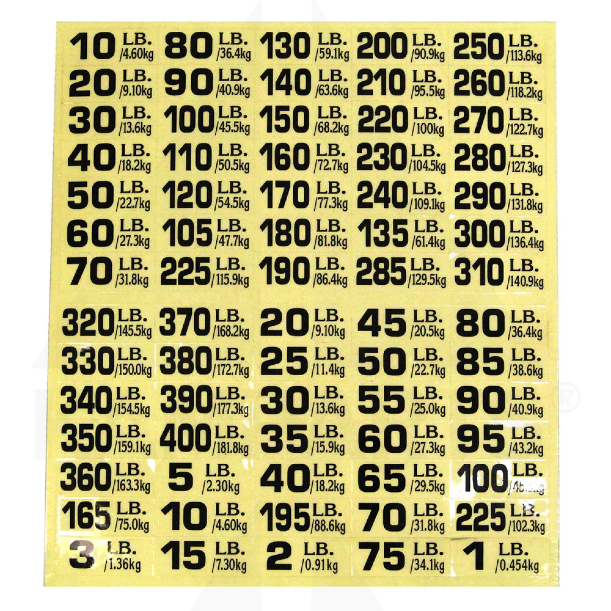 Black Number Sticker. Clear Back Ground. LB/Kg Parts & Components