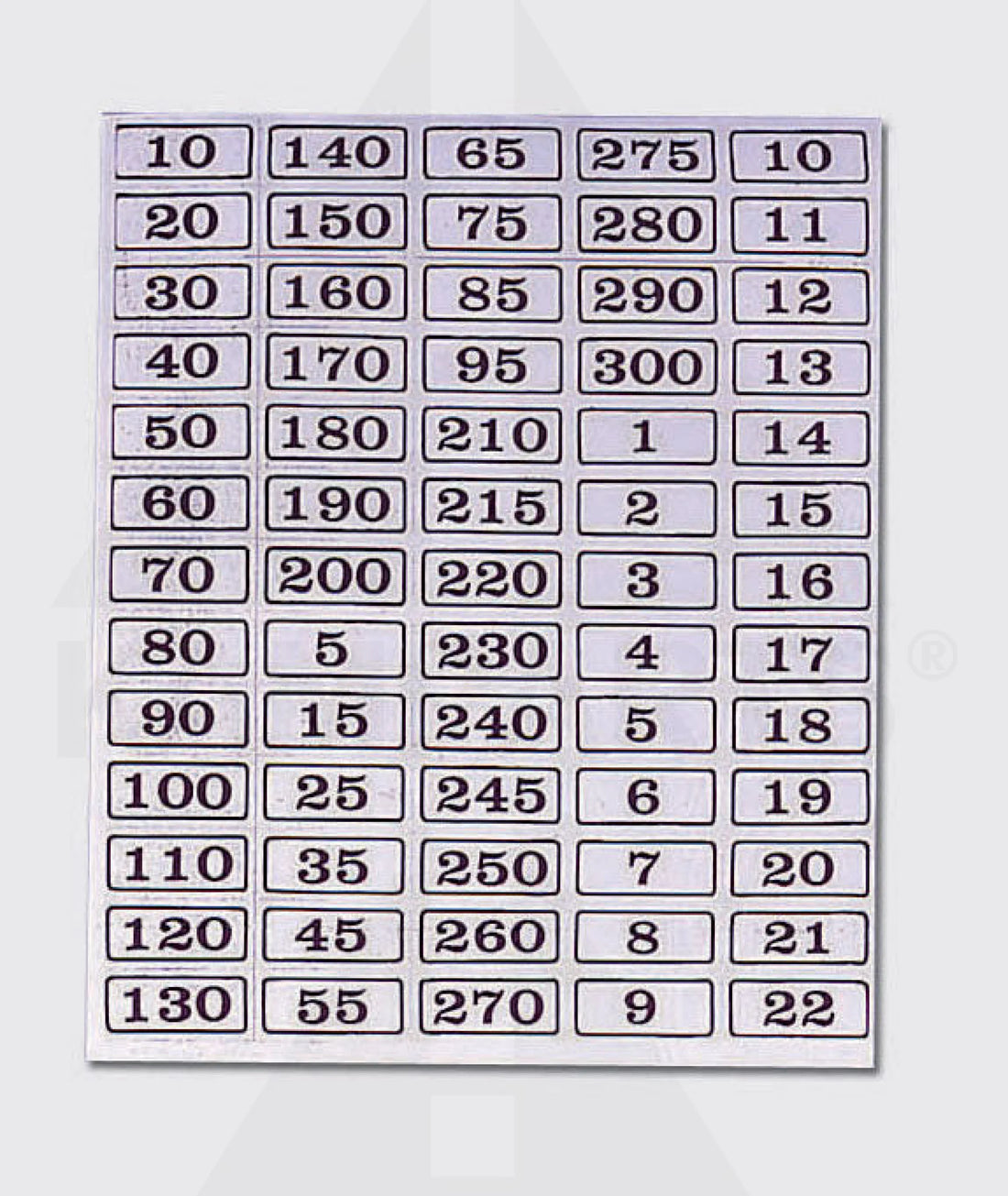Black Numbers/ White Background Parts & Components