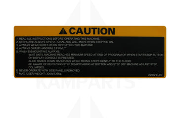 Caution Decal 7000PT / SM916 Stepper-Climber Parts