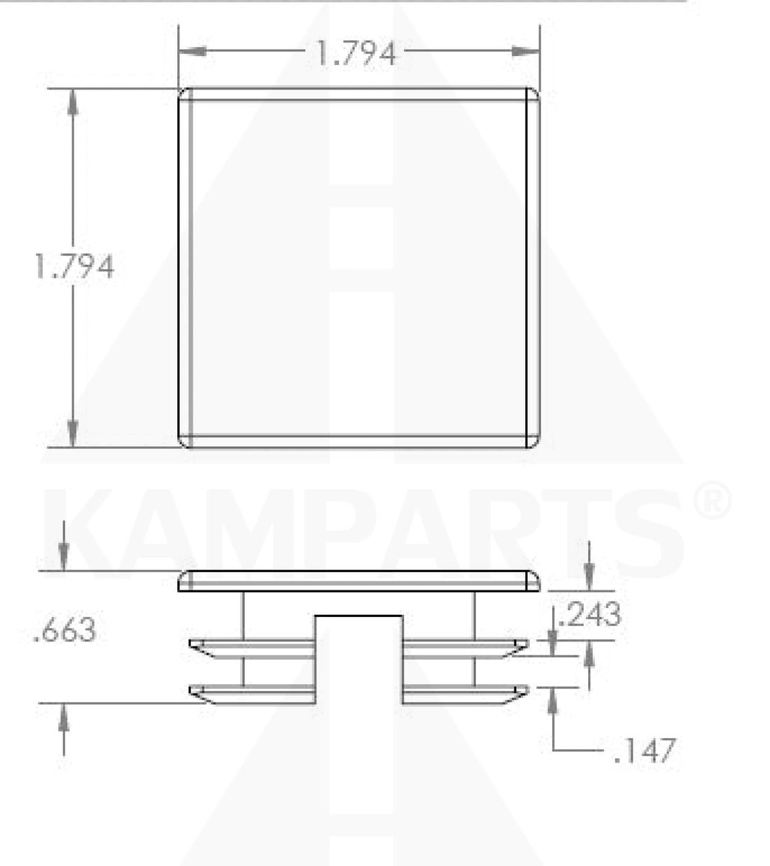 End Cap - Multi-Gauge - Fits 1-3/4” Square Tube Parts & Components