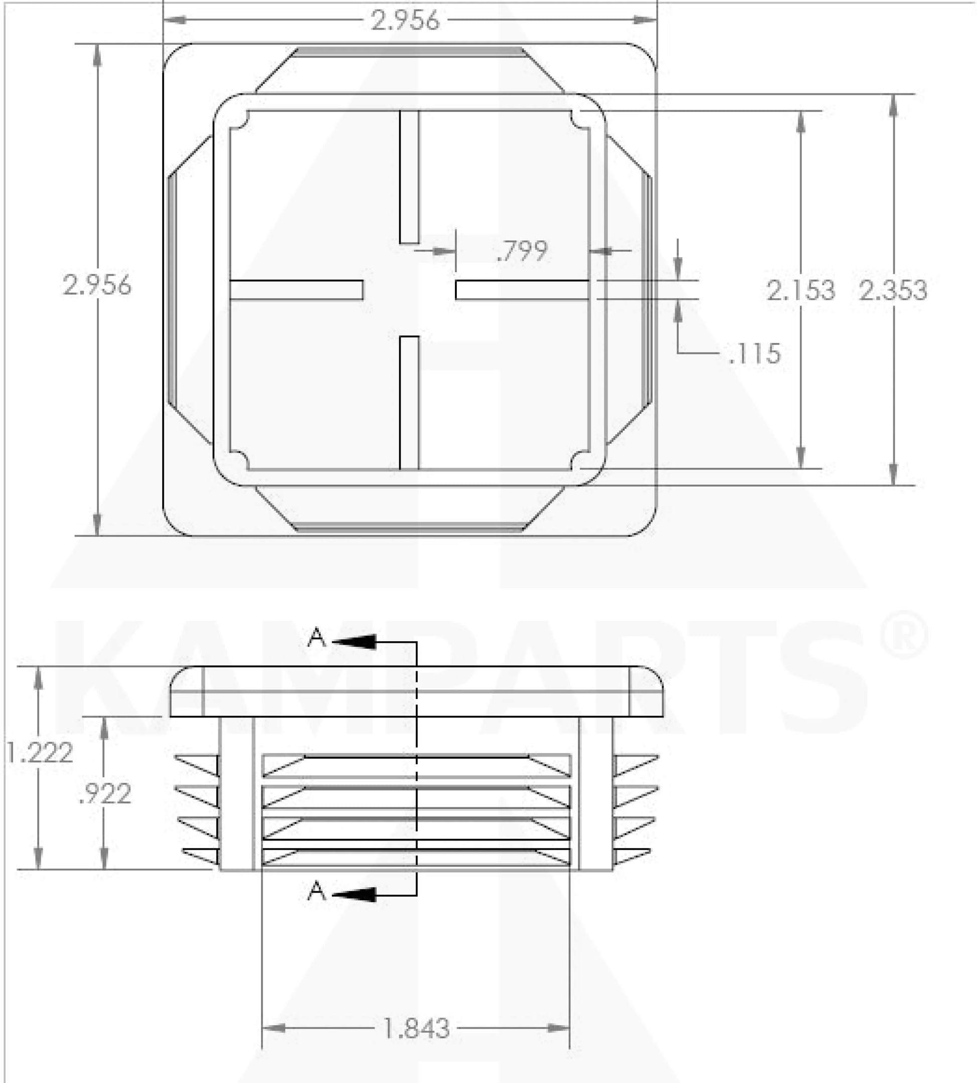 End Cap Multi-Gauge - Fits 3 x 3 Square Tube Parts & Components
