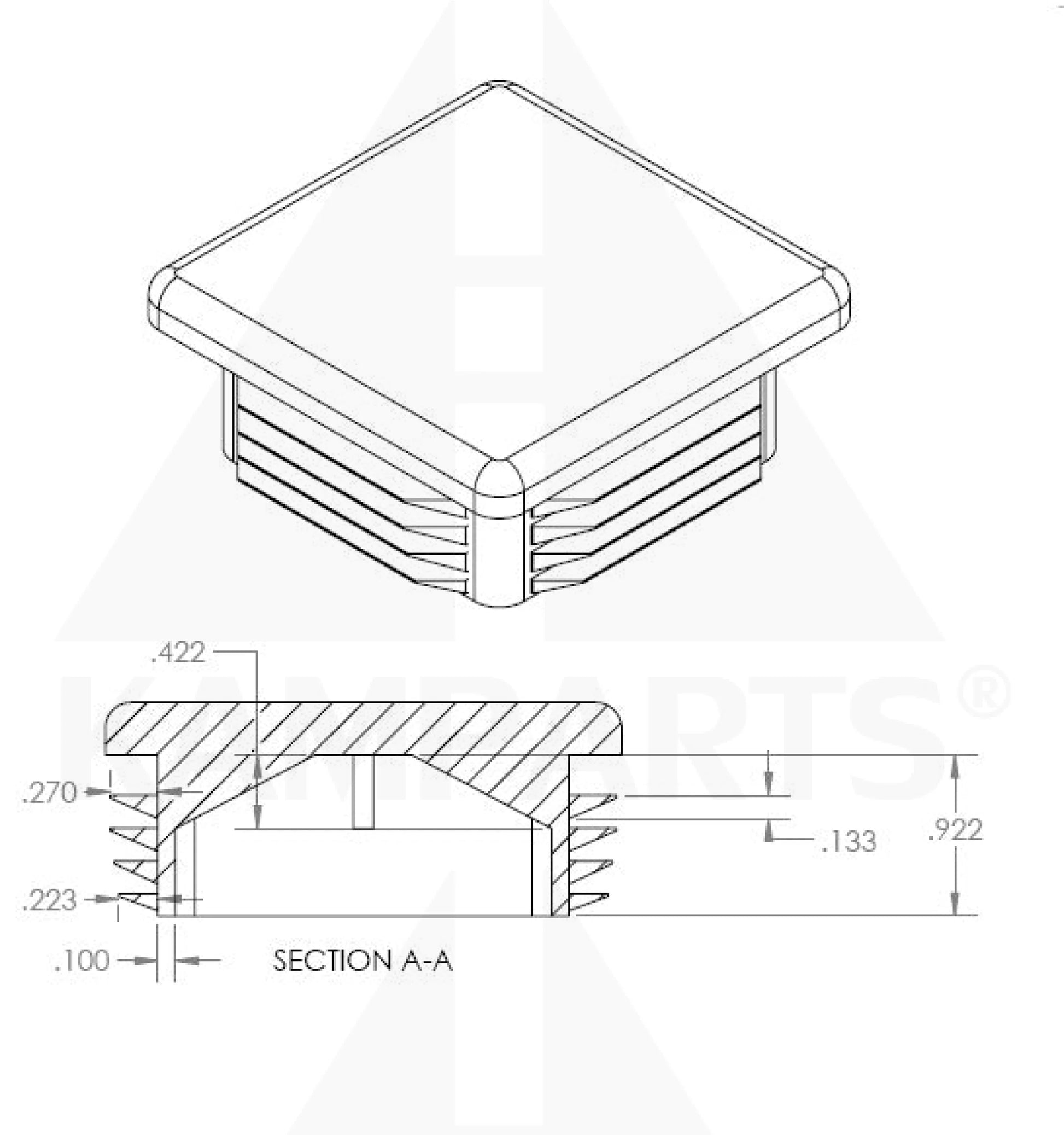 End Cap Multi-Gauge - Fits 3 x 3 Square Tube Parts & Components