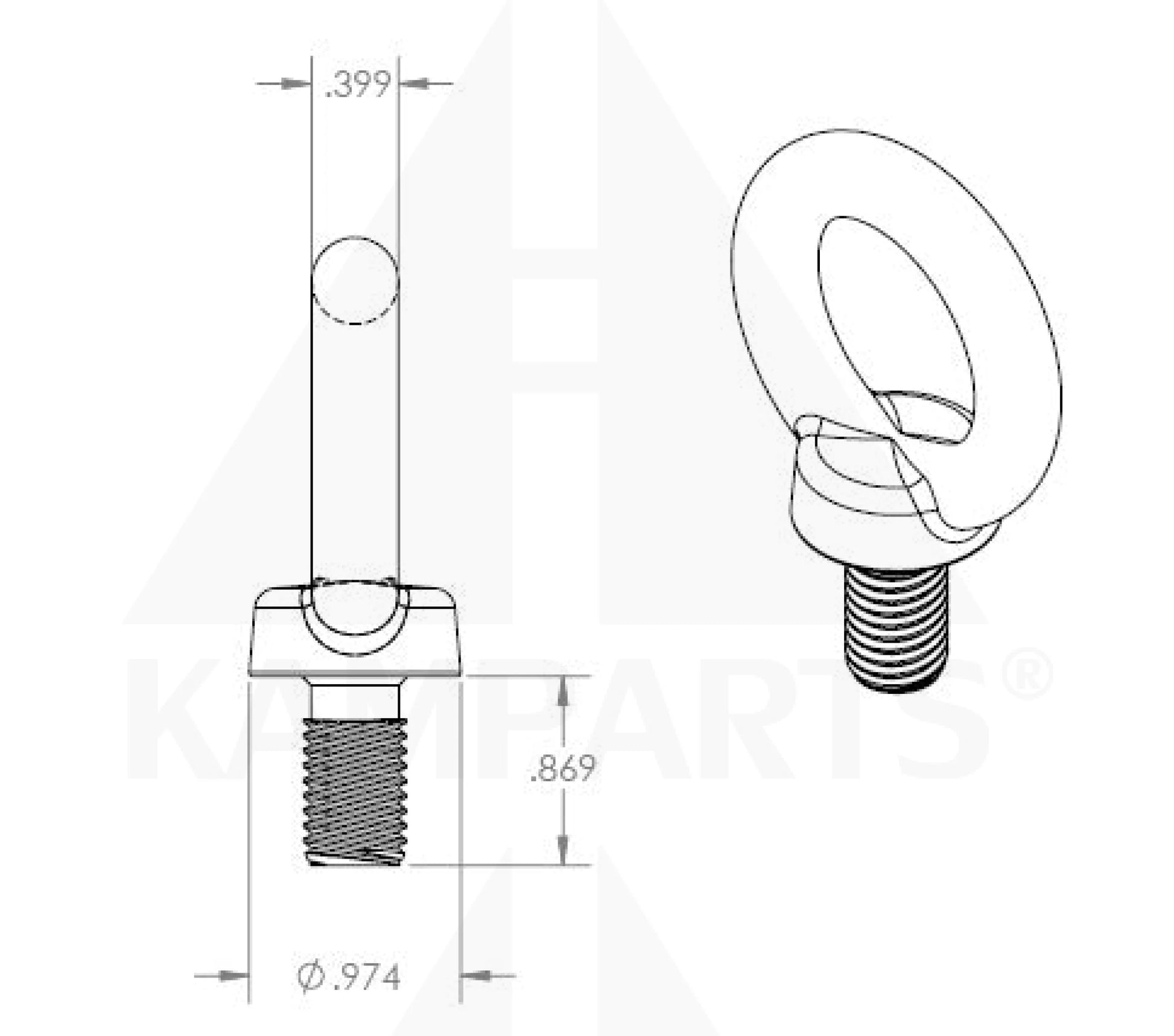 Eye Bolt - 1/2” Cable-Chain-Belting