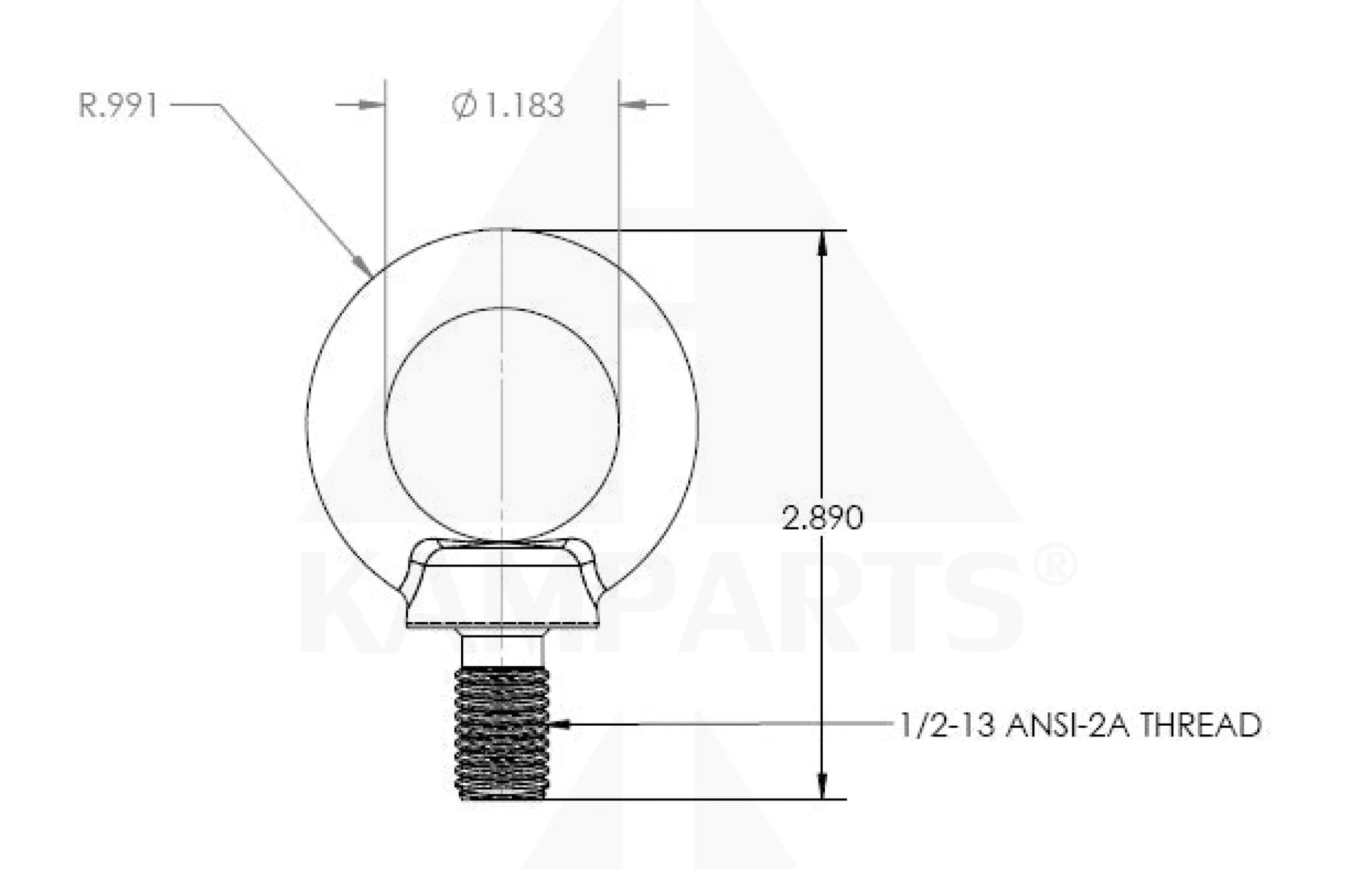 Eye Bolt - 1/2” Cable-Chain-Belting