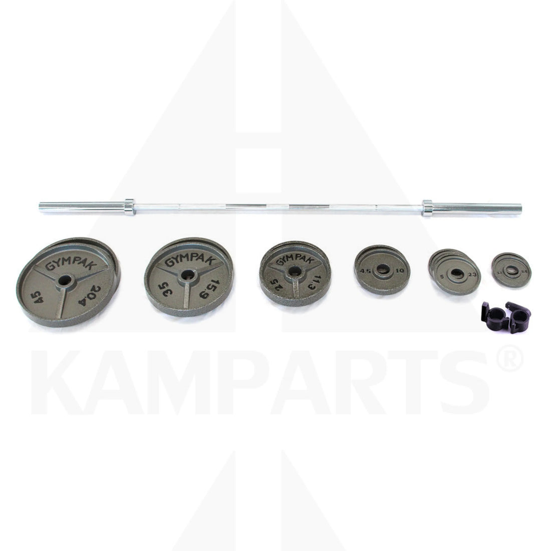 Grey 2’’ Olympic Weightlifting Set - 300 LB OC86 - 7 Ft - 20kg ~ 45 lbs, Chrome finish, 500 lb weight Capacity, 31 mm