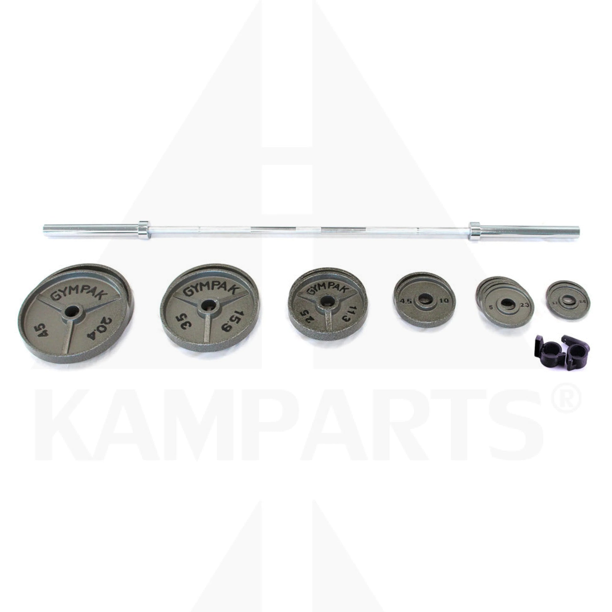 Grey 2’’ Olympic Weightlifting Set - 300 LB OC86 - 7 Ft - 20kg ~ 45 lbs, Chrome finish, 500 lb weight Capacity, 31 mm