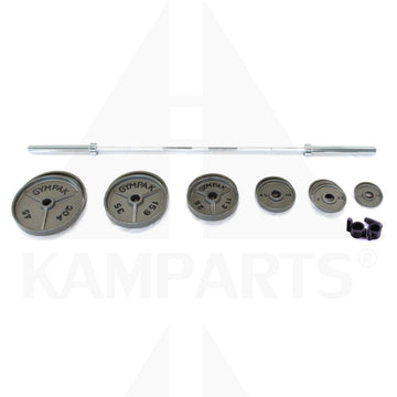 Grey 2’’ Olympic Weightlifting Set - 300 LB OC86 - 7 Ft - 20kg ~ 45 lbs, Chrome finish, 500 lb weight Capacity, 31 mm