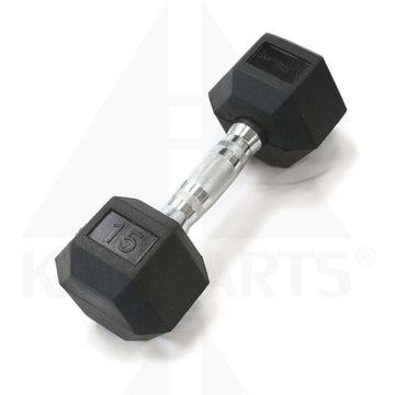 GymPak Rubber Hex Dumbbell - 15 LB - CushBell Bars Weights & Benches