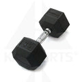 Black hexagonal dumbbell with '35' marking on a white background