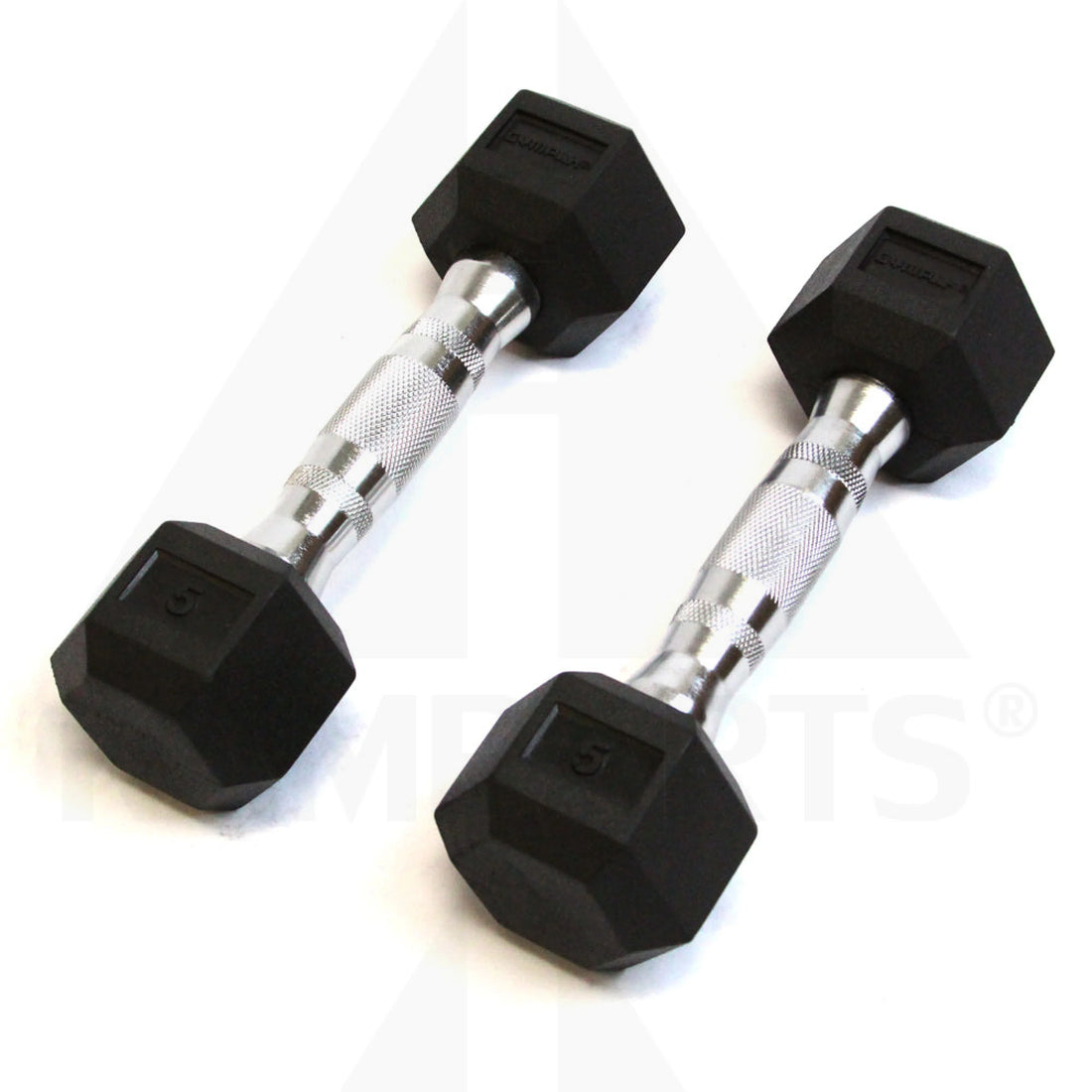 GymPak Rubber Hex Dumbbell - 5 LB - CushBell (Pair) Bars Weights & Benches