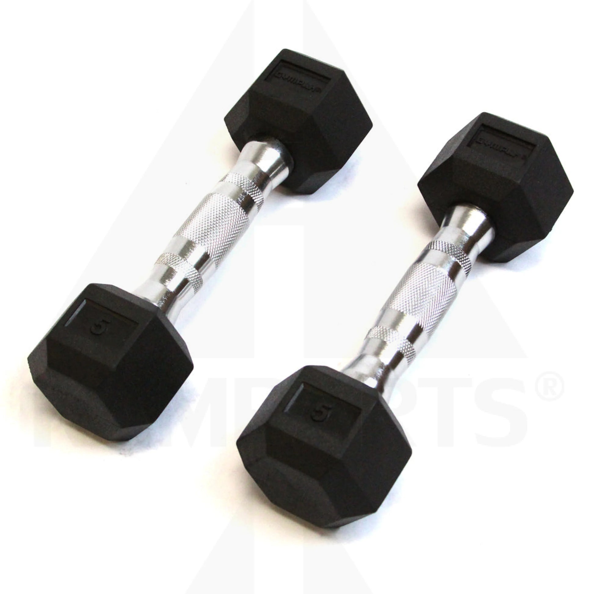 GymPak Rubber Hex Dumbbell - 5 LB - CushBell (Pair) Bars Weights & Benches