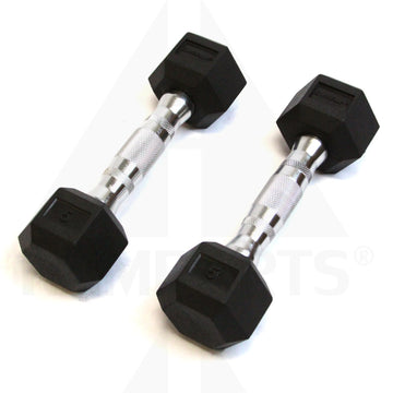 GymPak Rubber Hex Dumbbell - 5 LB - CushBell (Pair) Bars Weights & Benches