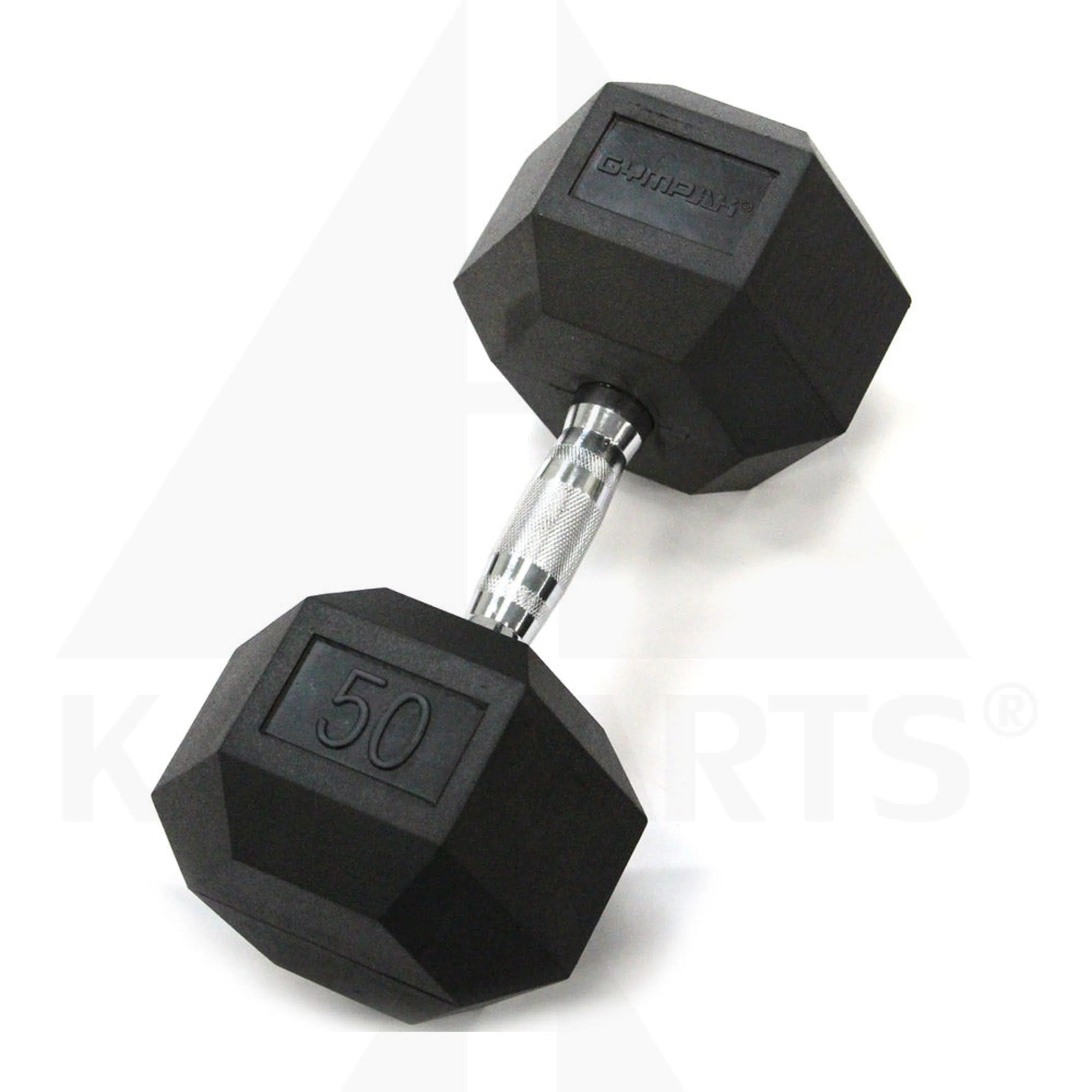 GymPak Rubber Hex Dumbbell - 50 LB - CushBell Bars Weights & Benches