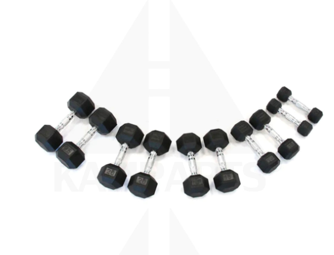 GymPak Rubber Hex Dumbbell Set - 5 - 50 LB - 10 Pairs with M550Rack Fitness Products