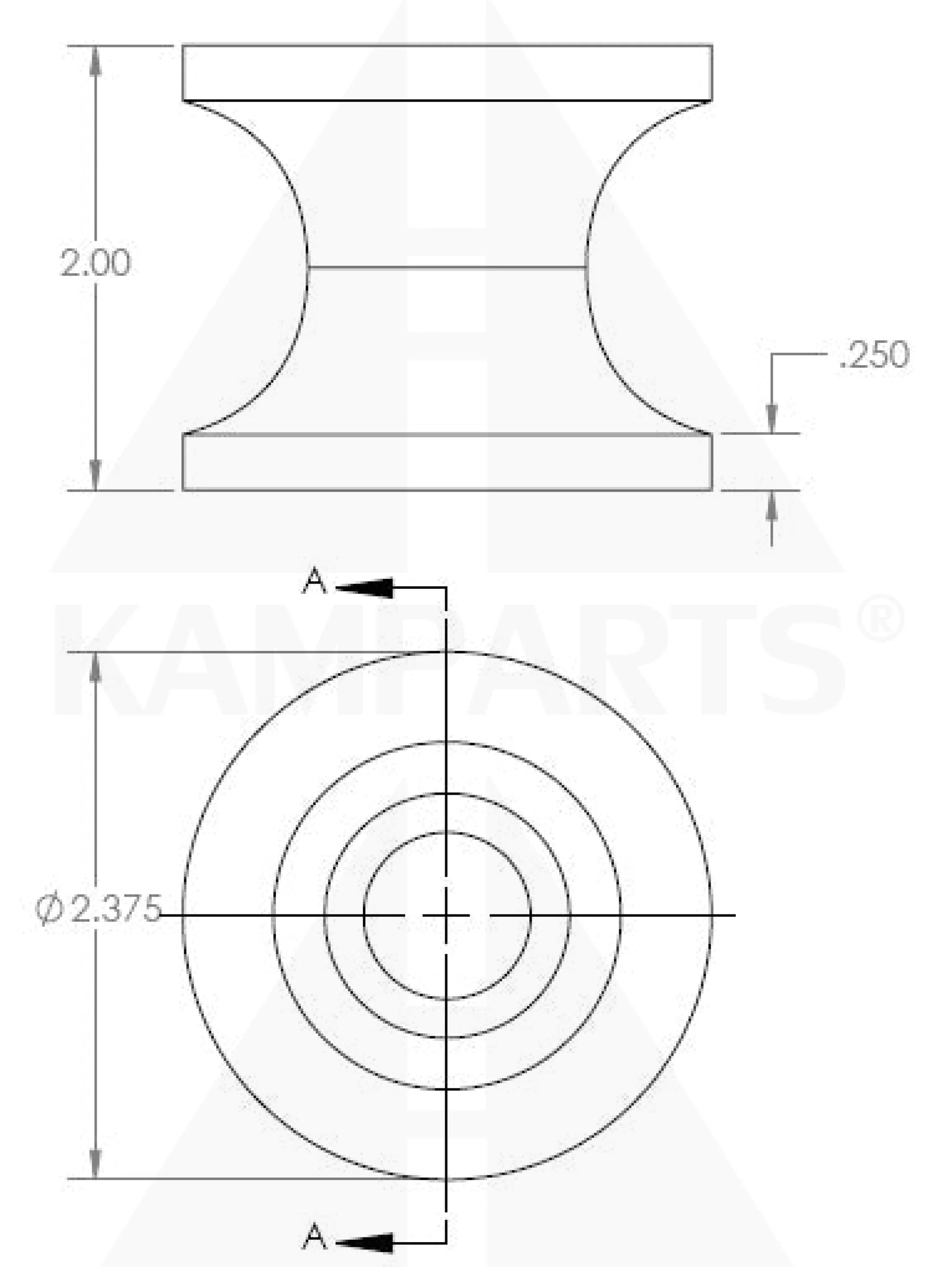 Heavy Duty PU Roller - Metal Hub Molded. 1/2” Bore. 60mm O.D. x 2” H. Parts & Components
