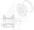 Heavy Duty PU Roller - Metal Hub Molded. 1/2” Bore. 60mm O.D. x 2” H. Parts & Components