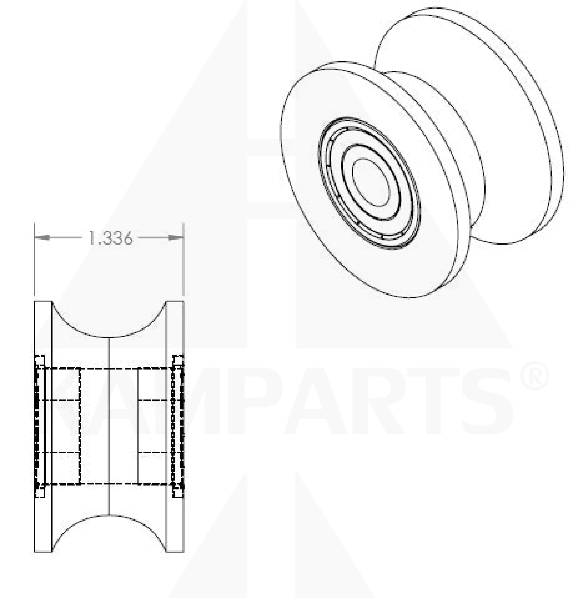 Heavy Duty PU Roller - Metal Hub Molded. 15/32” Bore 2-1/4” O.D. x 32 m/m H Parts & Components
