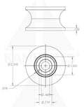 Heavy Duty PU Roller - Metal Hub Molded. 15/32” Bore 2-1/4” O.D. x 32 m/m H Parts & Components