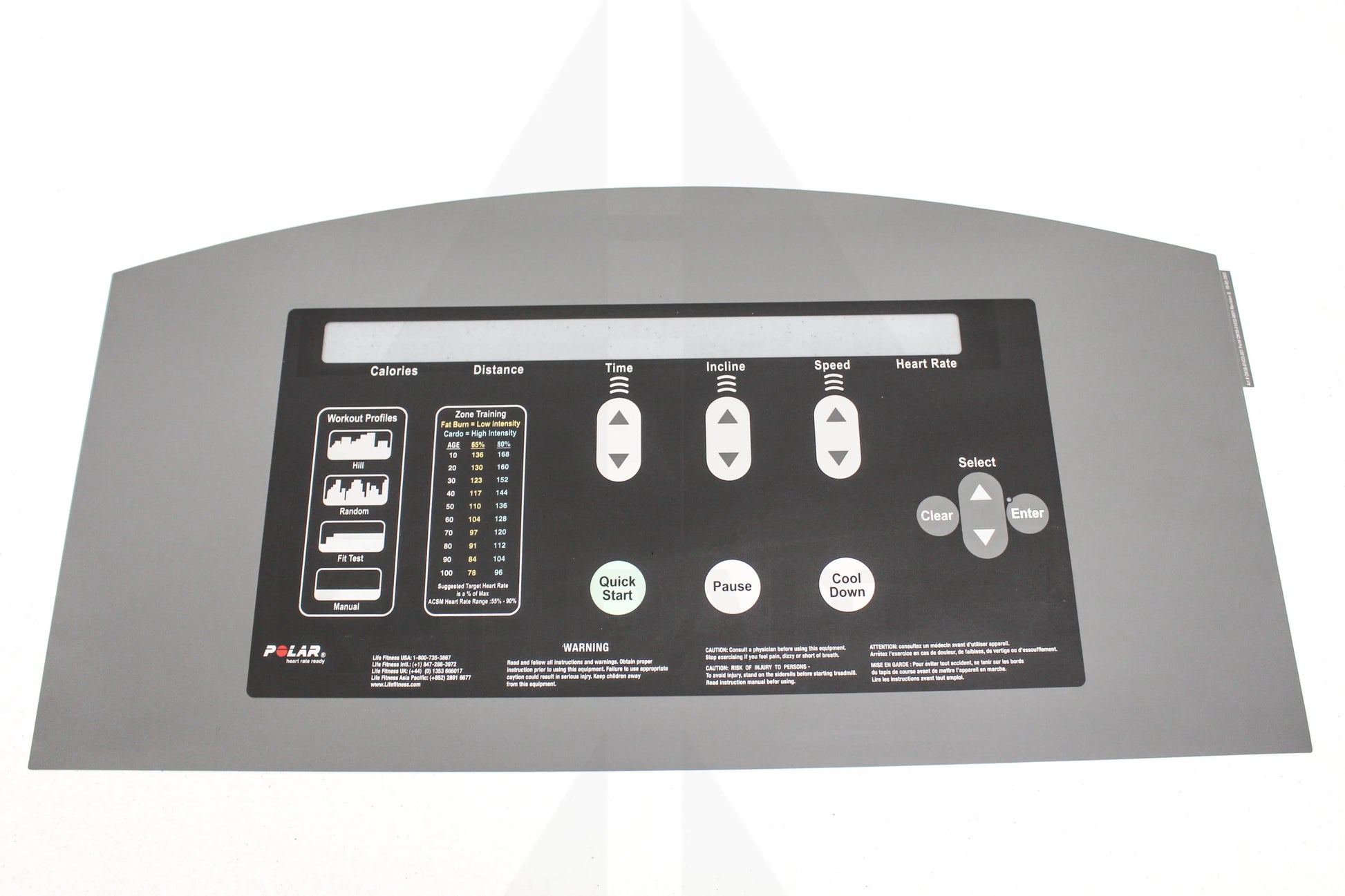 Life Fitness 93T Treadmill (Overlay & Keypad) Overlay and Keypad.