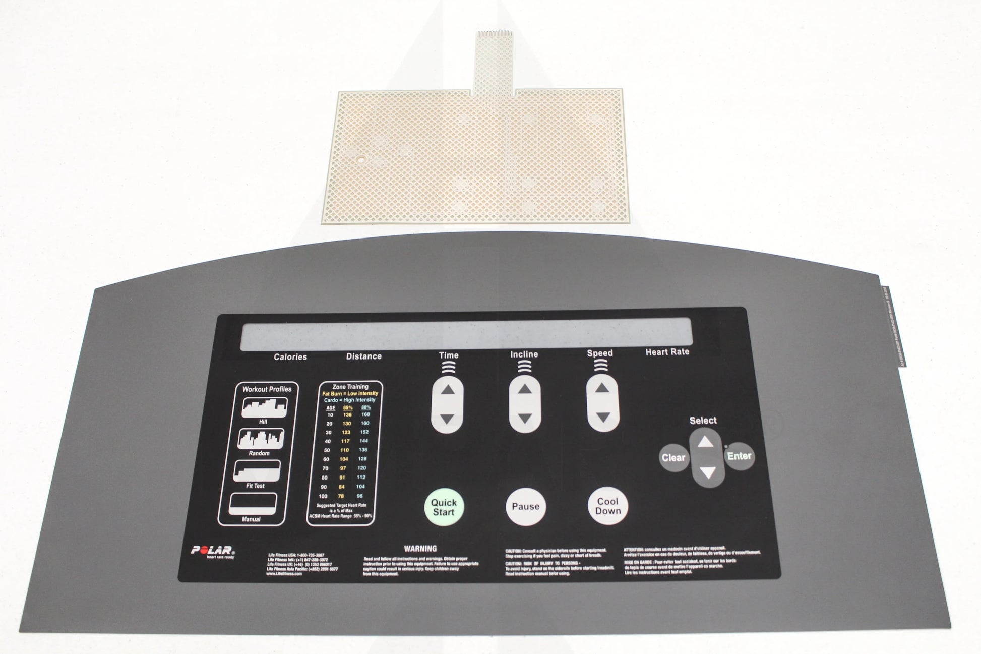 Life Fitness 93T Treadmill (Overlay & Keypad) Overlay and Keypad.
