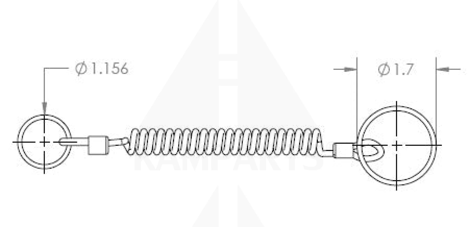Long Jumbo Cord - 12” with 2 Key Rings. Black Parts & Components