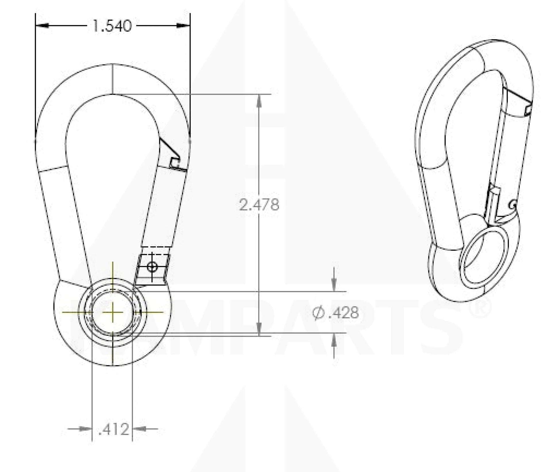 New Snap Hook Stainless - 8 m/m Parts & Components