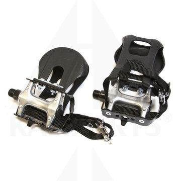 Pedal with Toe Clip and Strap - Fits most Spinners 9/16”-PAIR Indoor Cycle Parts