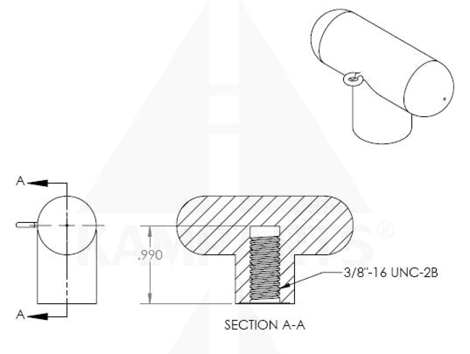 Plastic T-knob w/ Bronze Insert w/Eye-Screw Parts & Components
