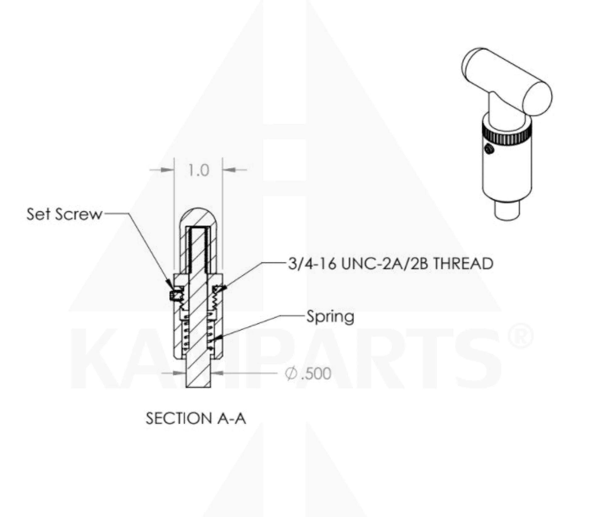 Pop Pin with Plastic T-Knob - 1/2” Parts & Components
