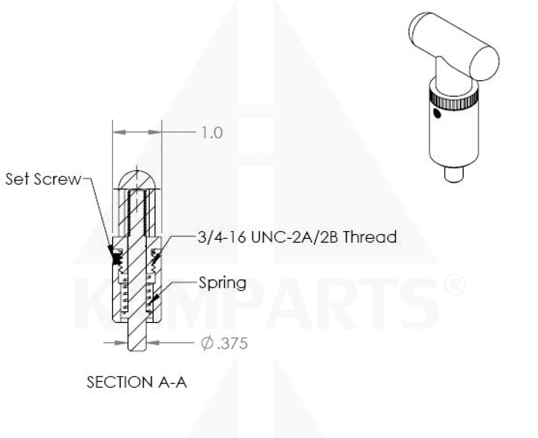 Pop Pin with Plastic T-Knob - 3/8” Parts & Components