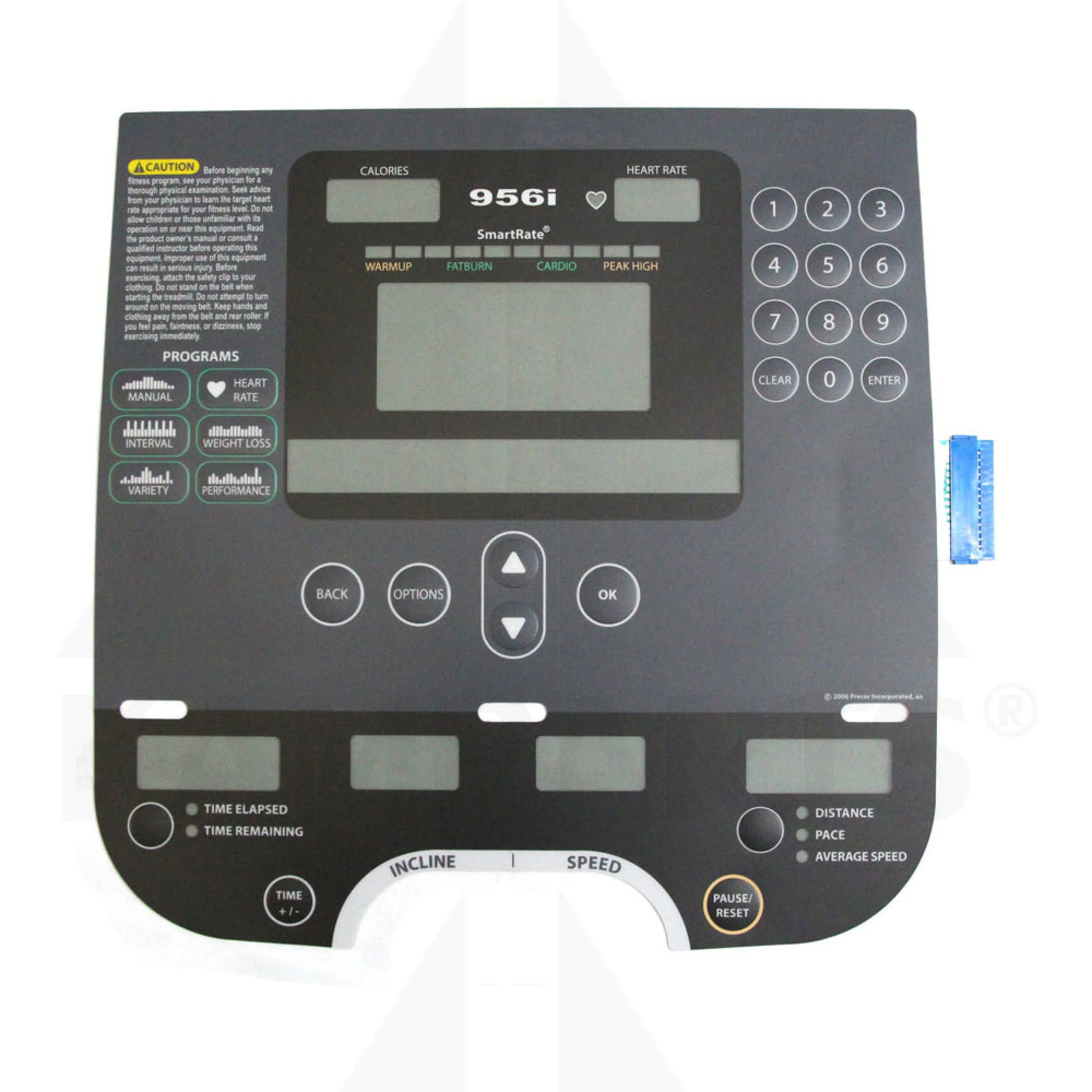 Precor C956i Experience Treadmill Overlay/Keypad Treadmill Parts