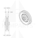 Pulley - 3-1/2” x 1” x 3/8” Steel Bore Parts & Components