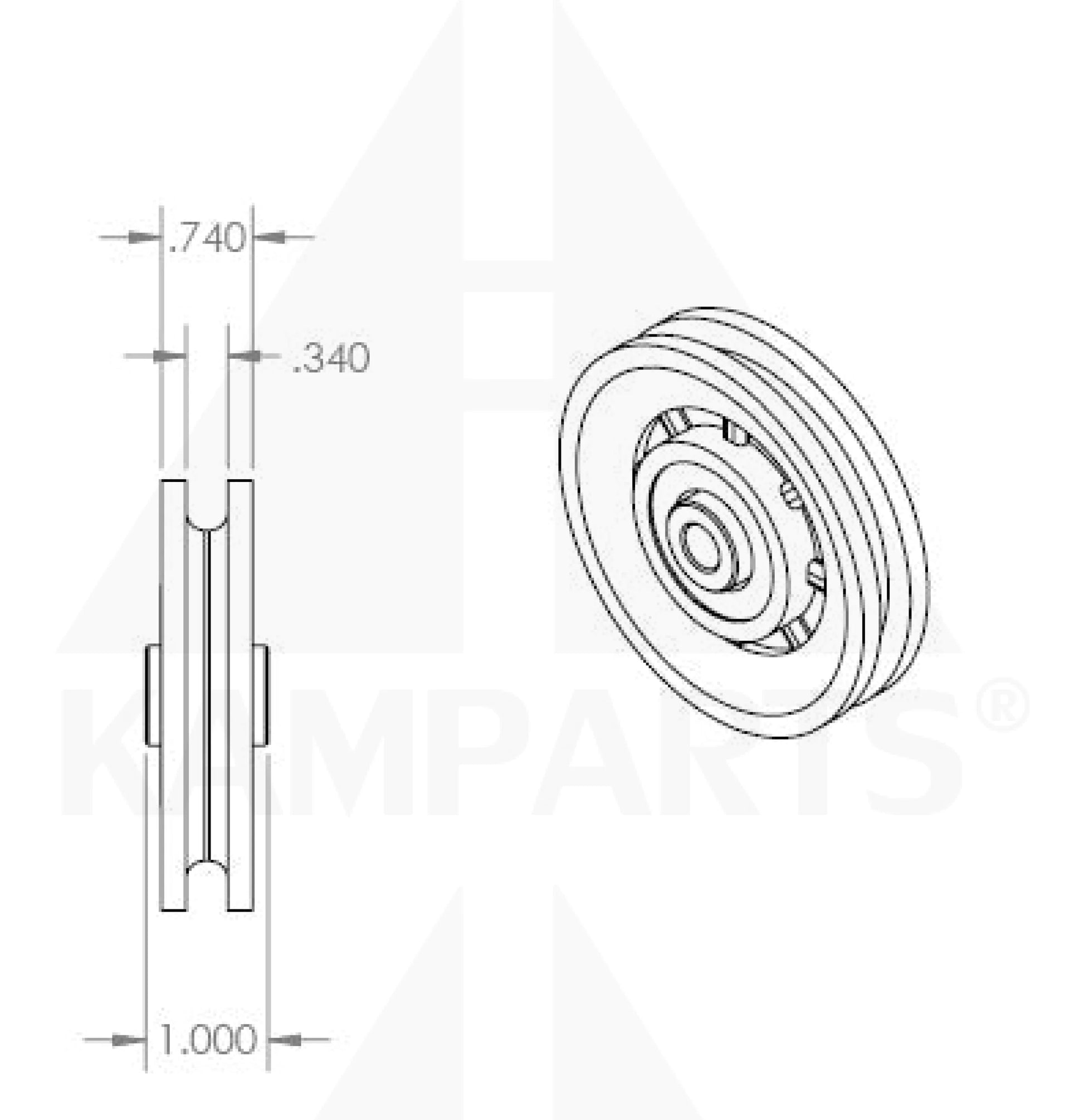 Pulley - 3-1/2” x 1” x 3/8” Steel Bore Parts & Components