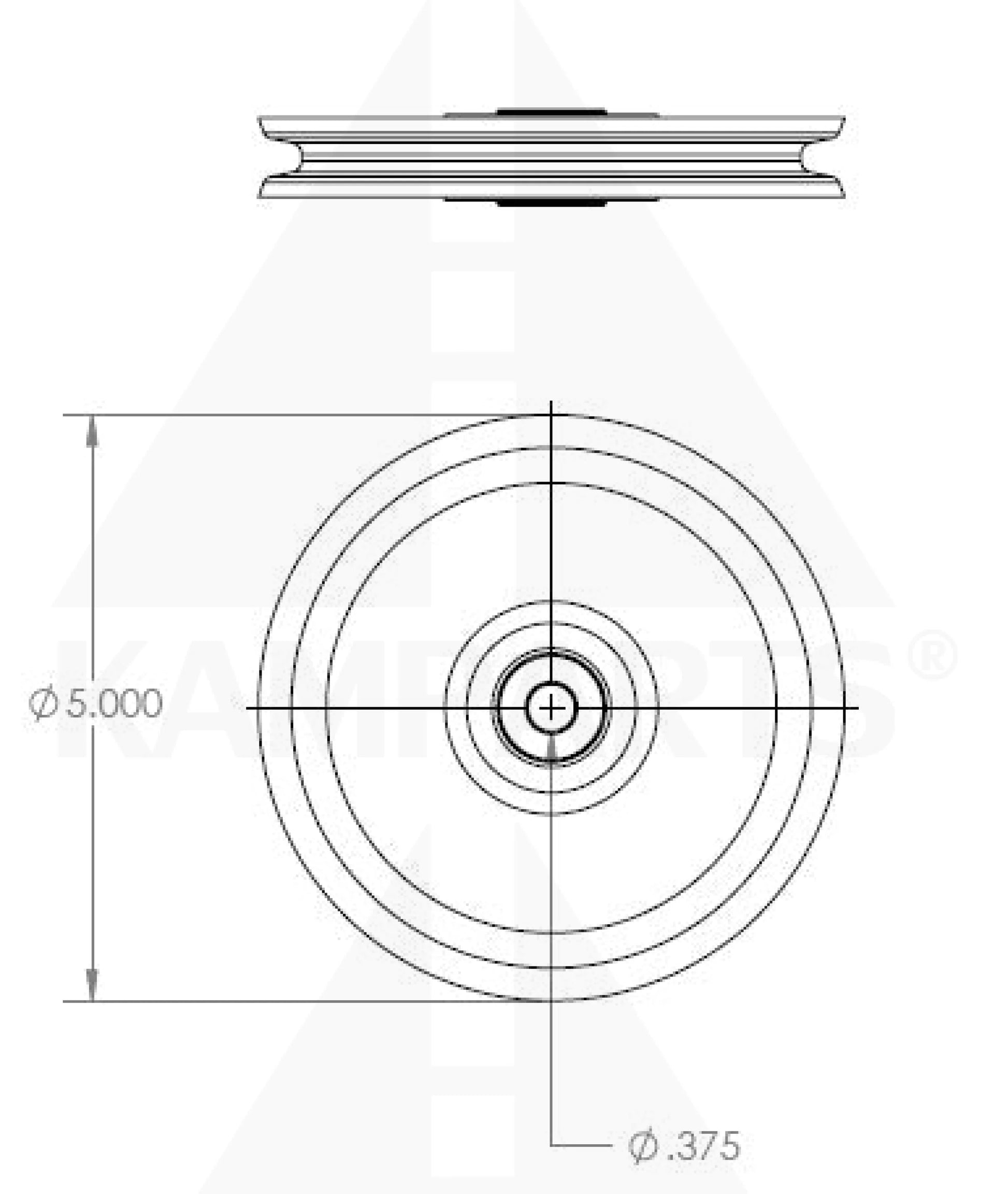 Pulley - 5” x 3/4” x 3/8” Bore Parts & Components