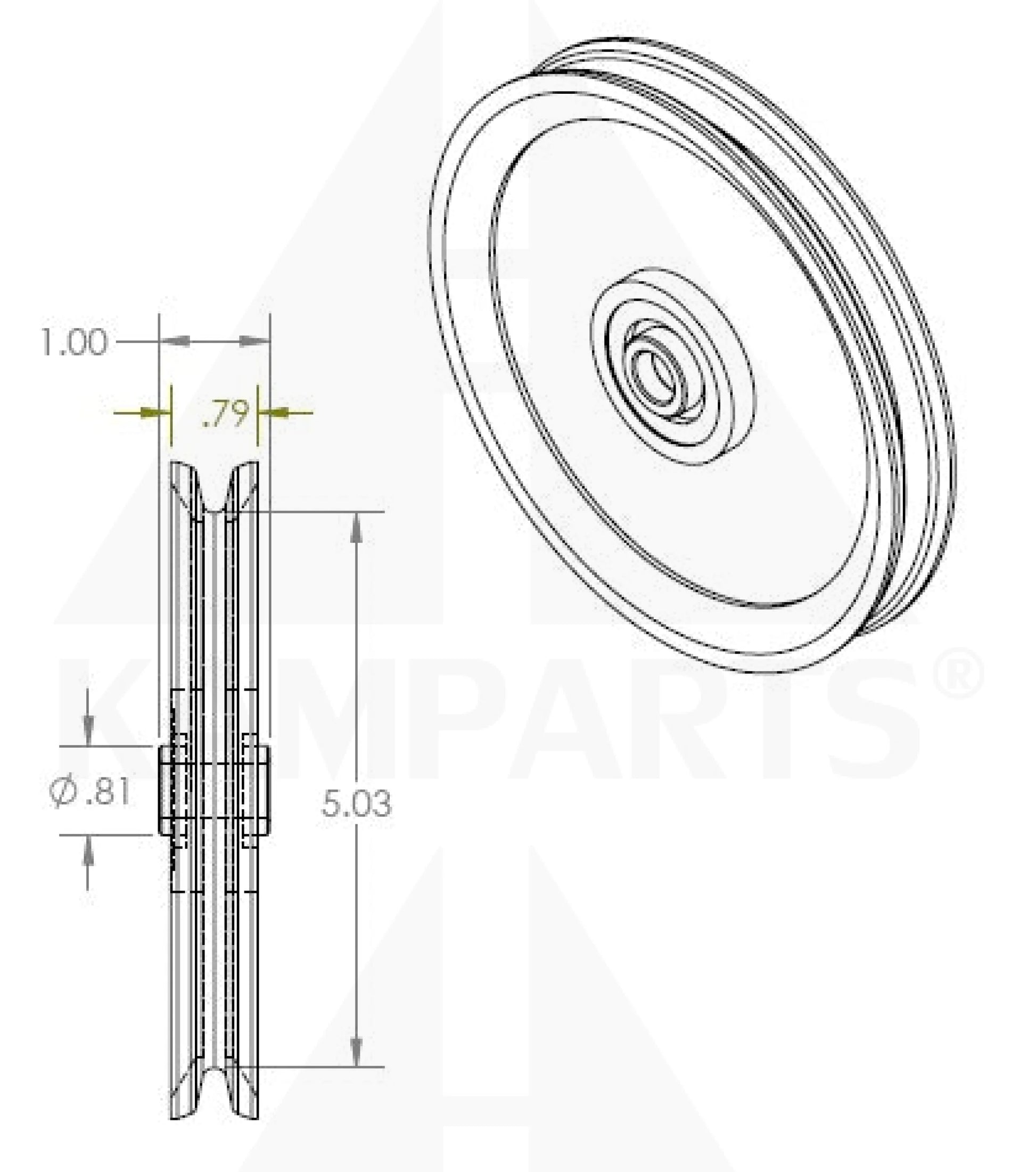 Pulley - 6” x 1” Hub x 3/8” Steel Bore. Parts & Components