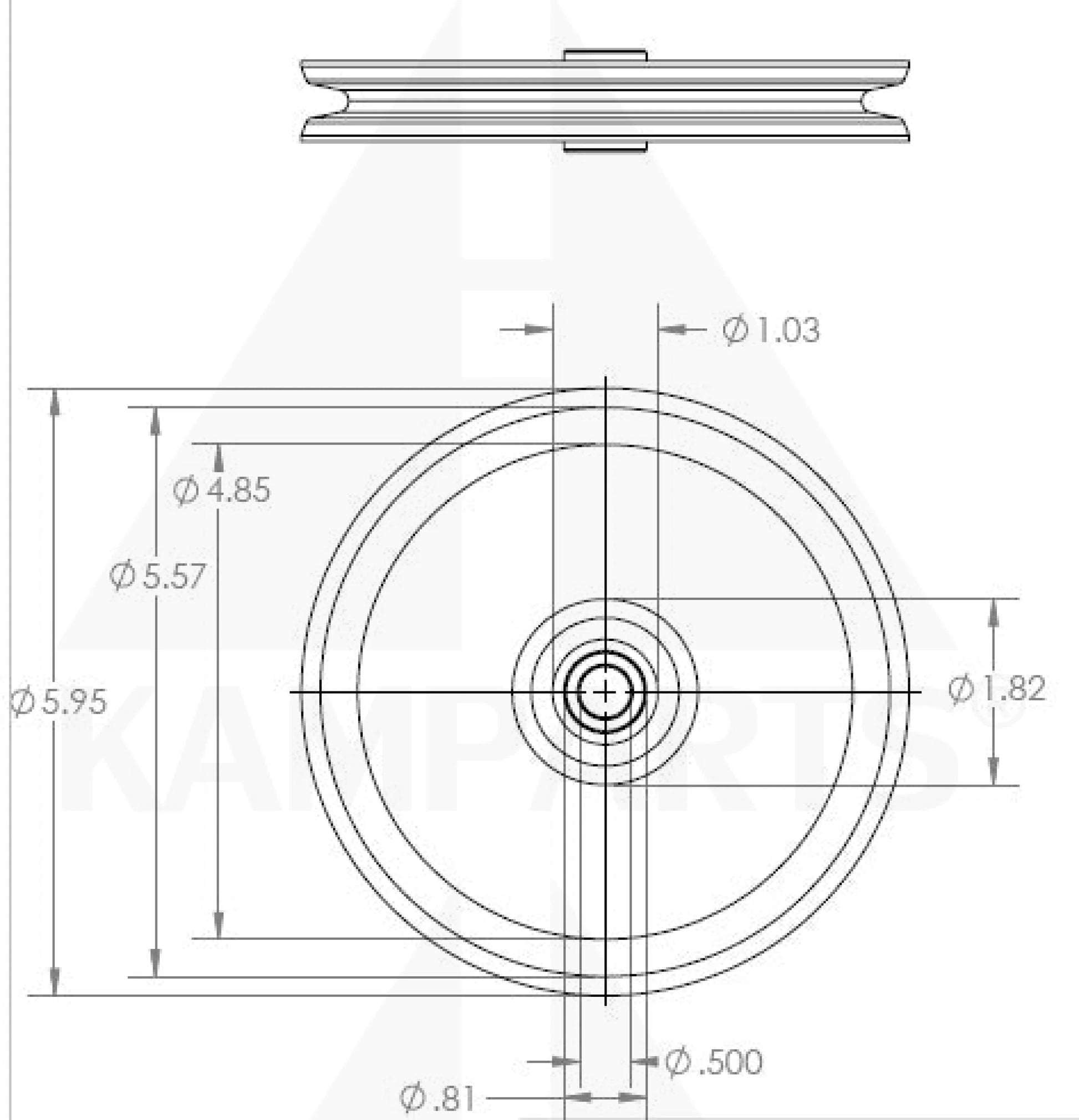 Pulley - 6” x 1” Hub x 3/8” Steel Bore. Parts & Components