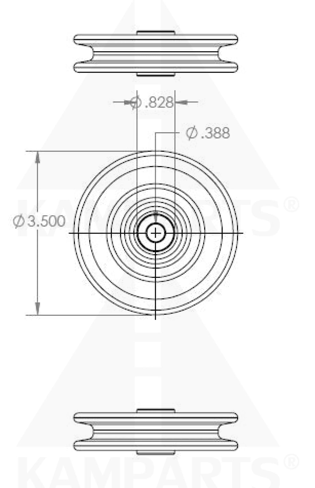Pulley – Aluminum 3.5 inch – 3/8” Bore 1 inch Hub Parts & Components