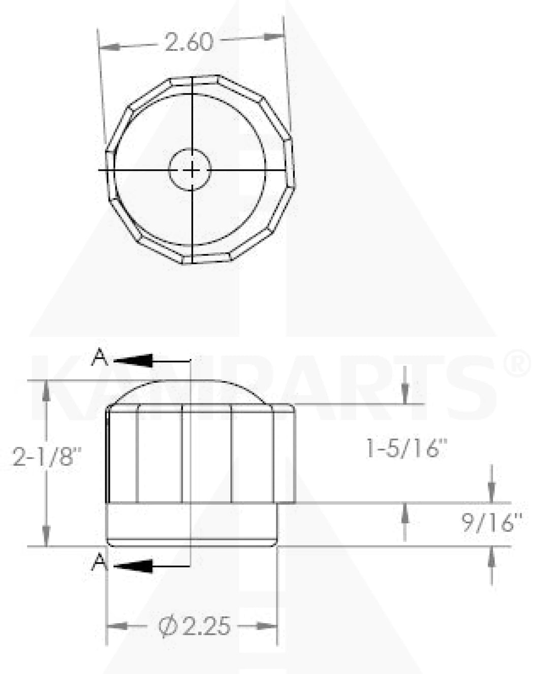 Round Cover - Adjustable Height. Fits 2” Tube Parts & Components