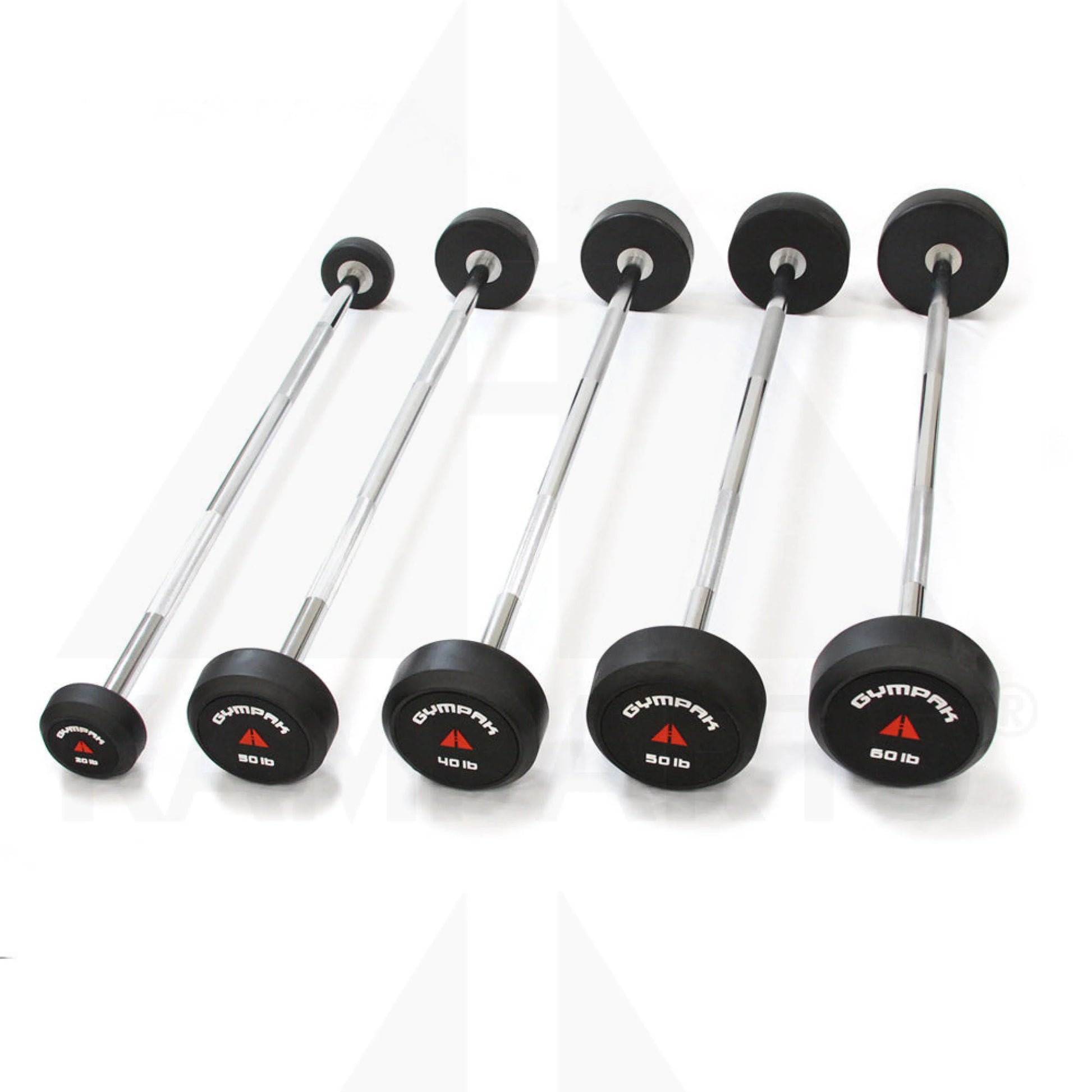 Rubber Barbells - 20-60 LB Set - Straight Handle Functional Training (NEW)