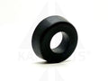Black rubber washer on a white background