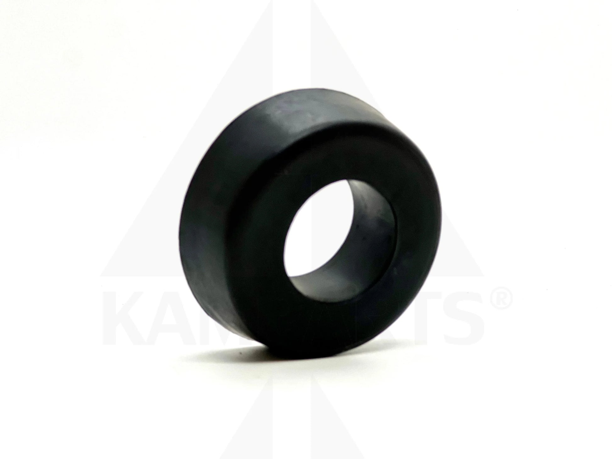 Black rubber washer on a white background